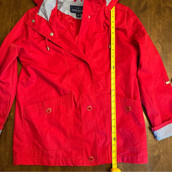 Mackintosh New England Medium Red Hood Snap Button Rain Jacket Classic - Picture 7 of 8